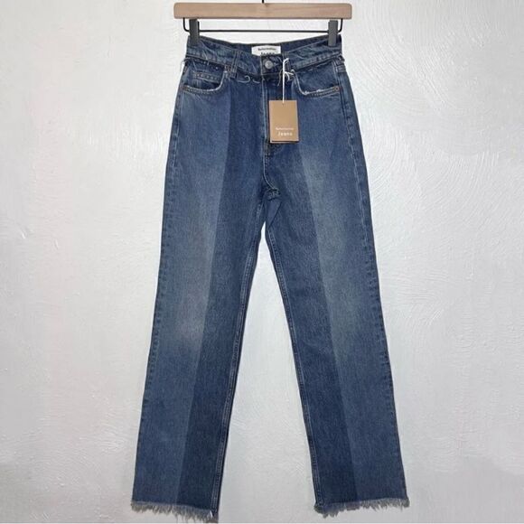 Reformation Denim - Reformation Reconstructed High Rise Straight Jeans in Natoma Wash